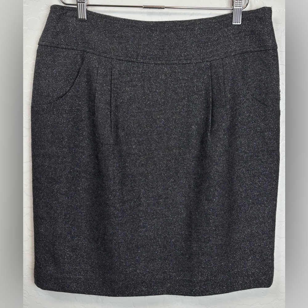 Ann Taylor Womens Metallic‎ Wool Blend Pencil Skirt Grey Pleated Size 10 1007